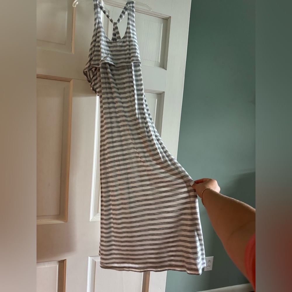 Kids Striped Gray and White Dress Maxi Dress